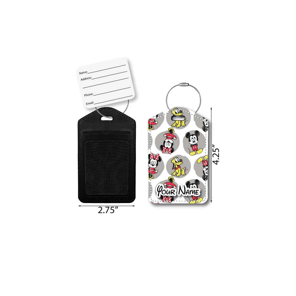 Little Mickey, Minnie & Pluto Fabric Collage | Passport Holder & Luggage Tag