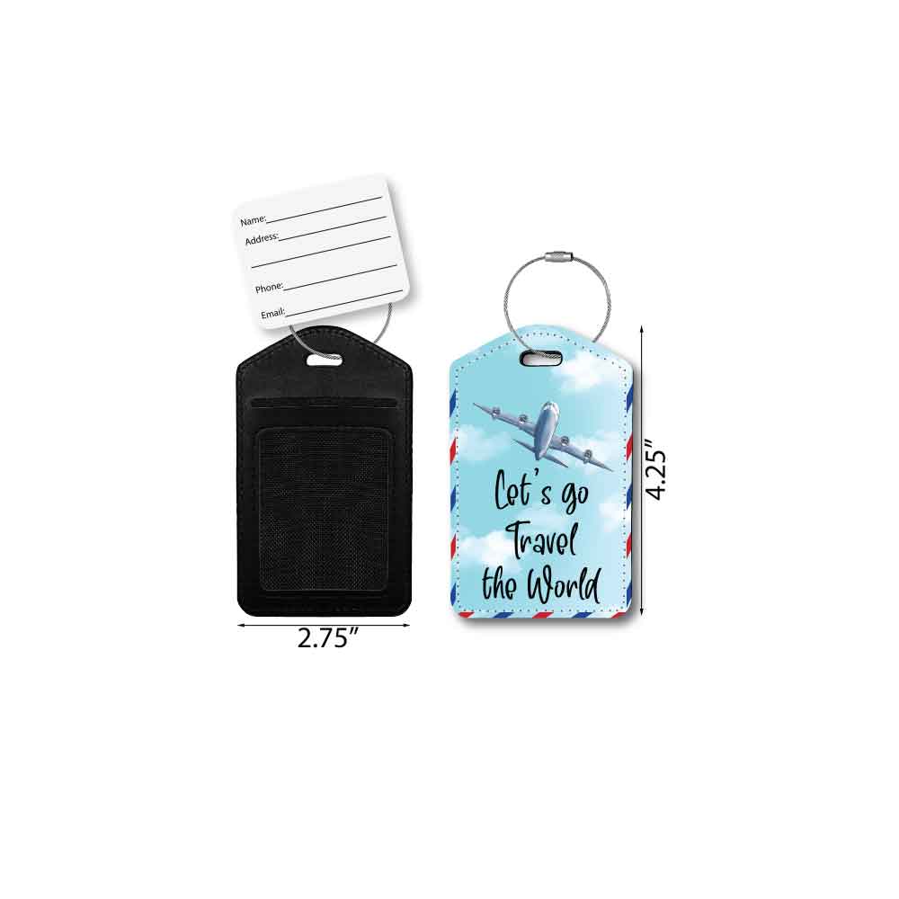 Let's go Travel the World | Passport Holder & Luggage Tag