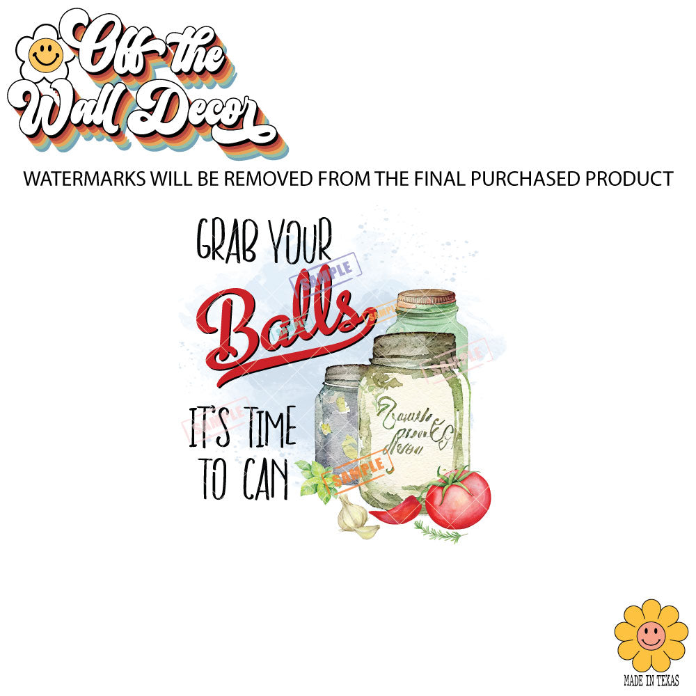 Humorous Canning Jar Quote "Grab your Balls" | 2 Designs | Potholders, Trivets, Hot pads, Oven mitts, Heat resistant, and Washable