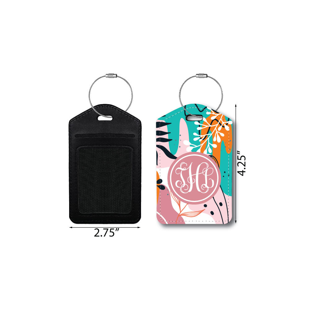 Monogram | Pink Leaf Boho | Passport Holder & Luggage Tag