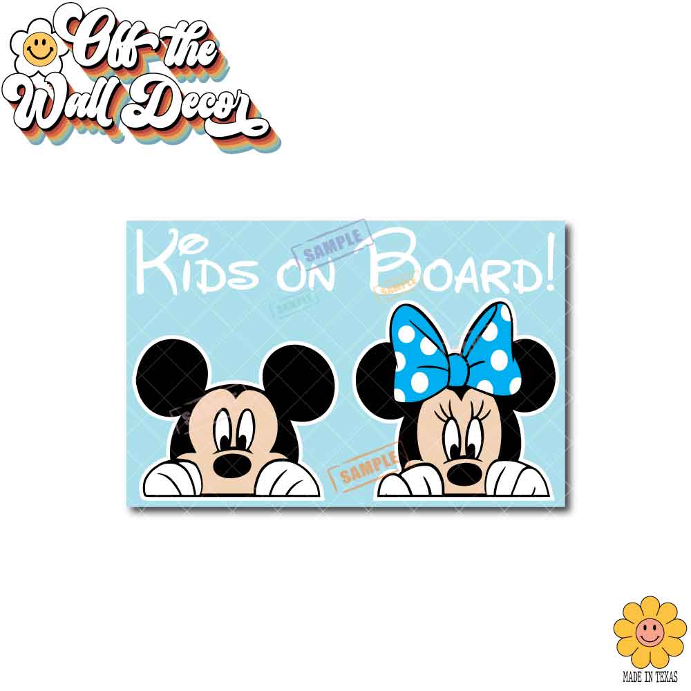 Mickey & Minnie | Kids on Board | Suction Cup Sign, Magnet OR Vinyl Decal Sticker