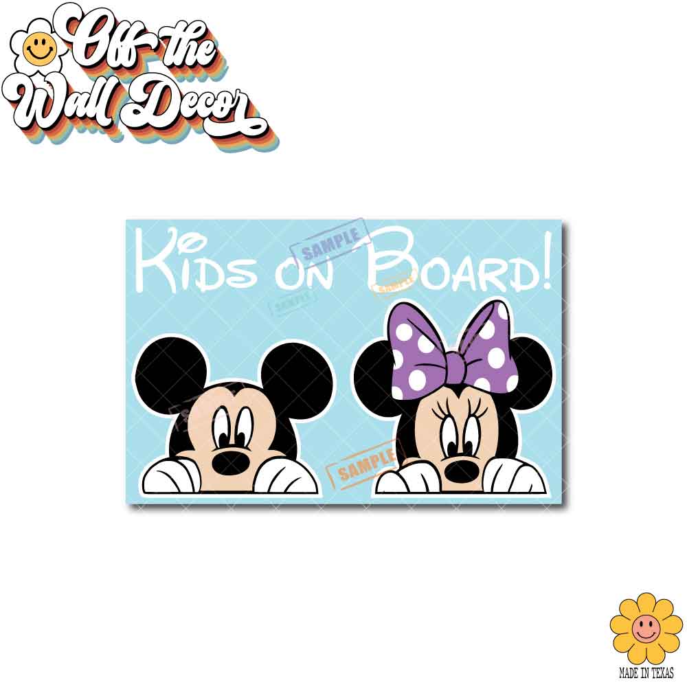 Mickey & Minnie | Kids on Board | Suction Cup Sign, Magnet OR Vinyl Decal Sticker