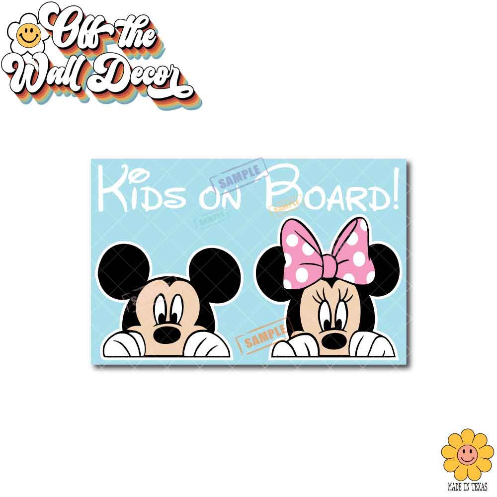 Mickey & Minnie | Kids on Board | Suction Cup Sign, Magnet OR Vinyl Decal Sticker
