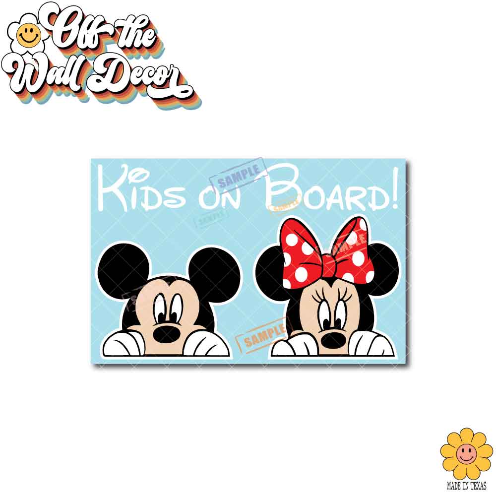 Mickey & Minnie | Kids on Board | Suction Cup Sign, Magnet OR Vinyl Decal Sticker