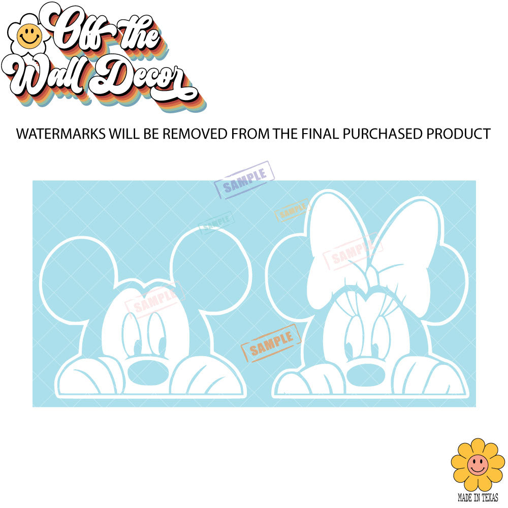 Peeking Mickey & Minnie | Vehicle Window, Vinyl decal sticker