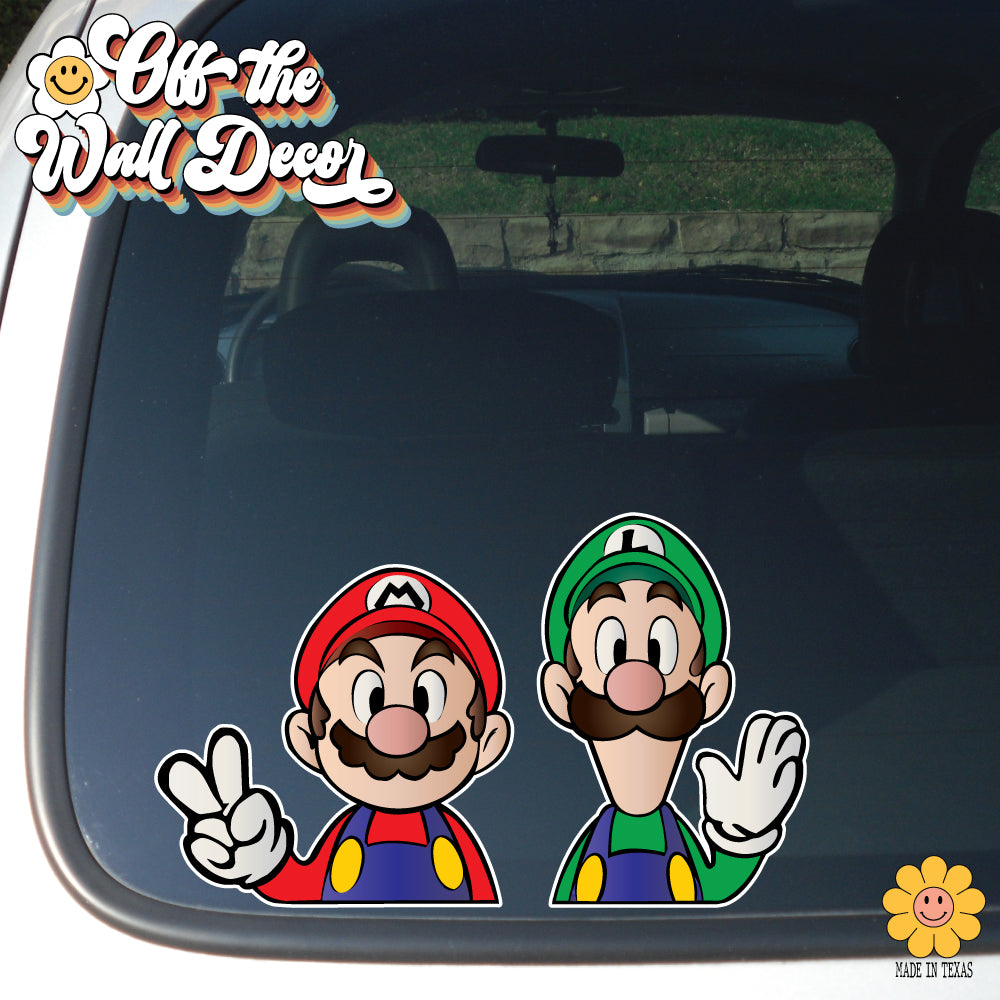 Hello Mario & Luigi | Vehicle Window, Vinyl decal sticker