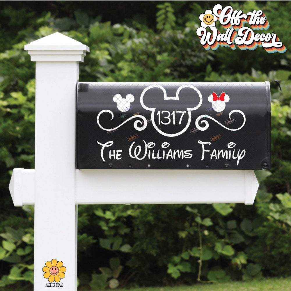 Mouse Ears | Personalized Mailbox Address Decal - Customized Vinyl Sticker for Mailboxes Outdoor