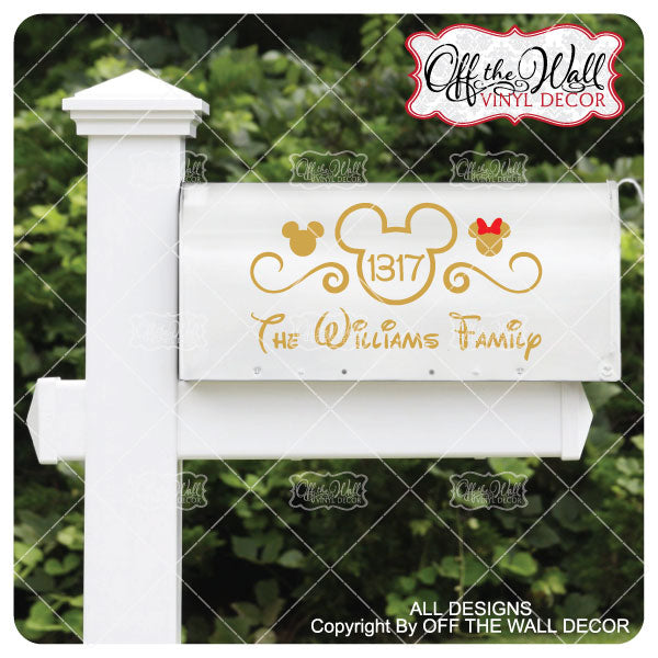 Mouse Ears | Personalized Mailbox Address Decal - Customized Vinyl Sticker for Mailboxes Outdoor