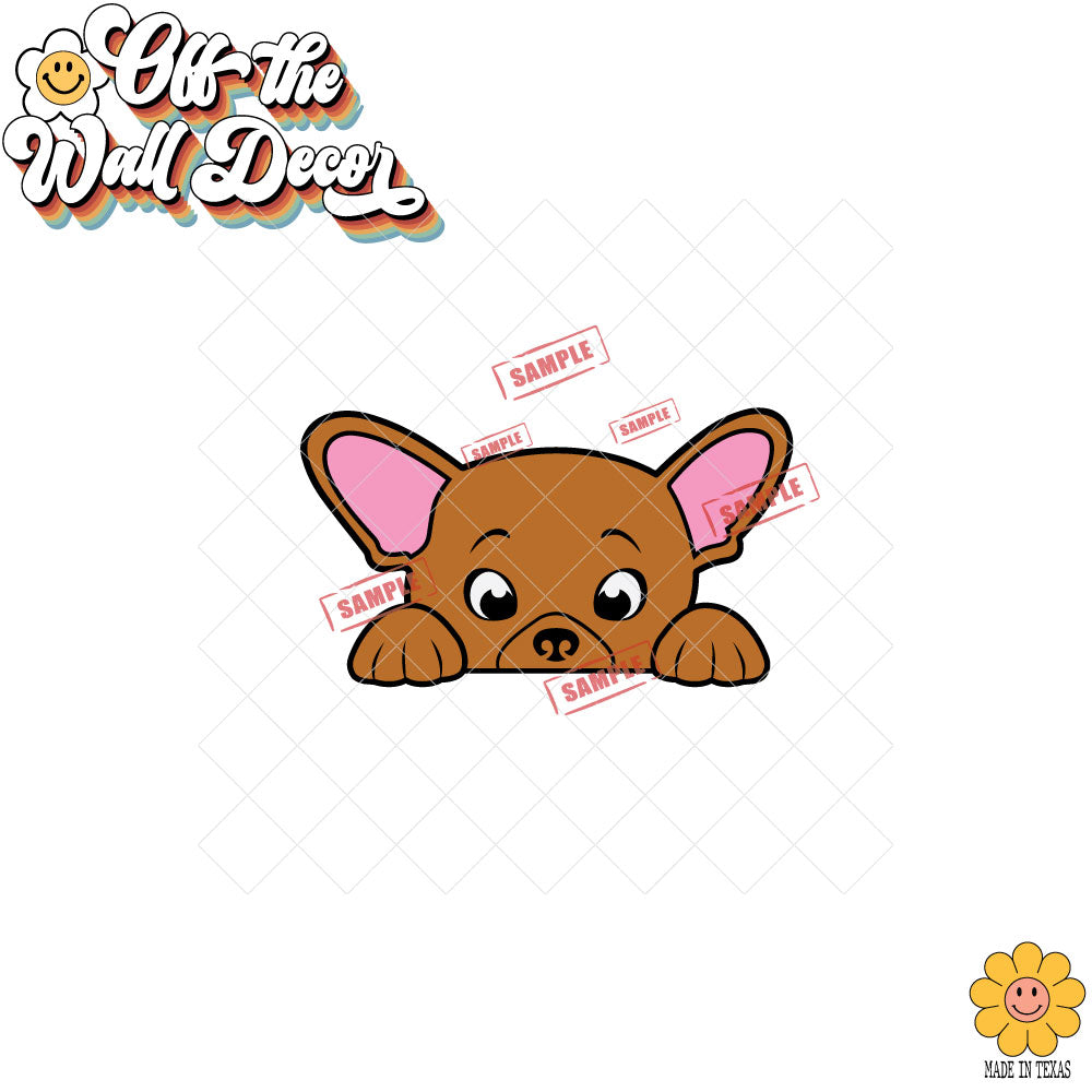 Peeking Chihuahua | Car/Truck Sticker, Automotive Decals, Car Bling Stickers and Decals, Pet Cat Dog Decal for Window