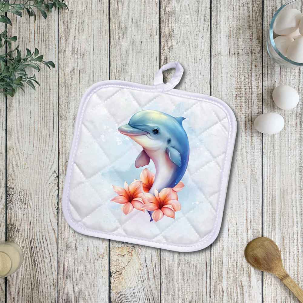 Dolphin | 2 Designs | Potholders, Trivets, Hot pads, Oven mitts, Heat resistant, and Washable