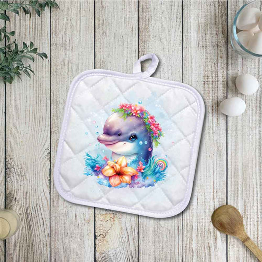 Dolphin | 2 Designs | Potholders, Trivets, Hot pads, Oven mitts, Heat resistant, and Washable