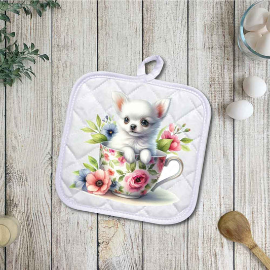 Chihuahua Cup | 9 Designs | Potholders, Trivets, Hot pads, Oven mitts, Heat resistant, and Washable