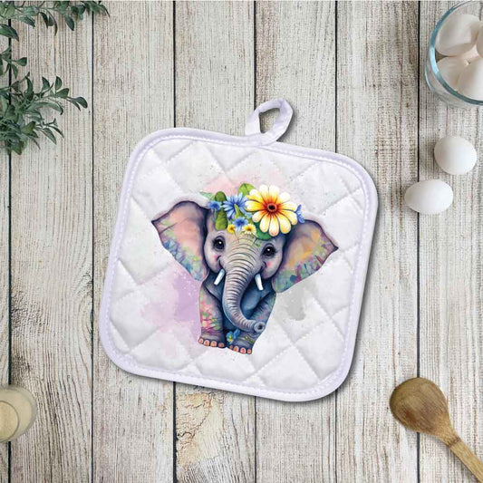Elephant | 5 Designs | Potholders, Trivets, Hot pads, Oven mitts, Heat resistant, and Washable