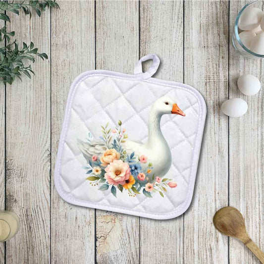 Floral Goose | Potholders, Trivets, Hot pads, Oven mitts, Heat resistant, and Washable