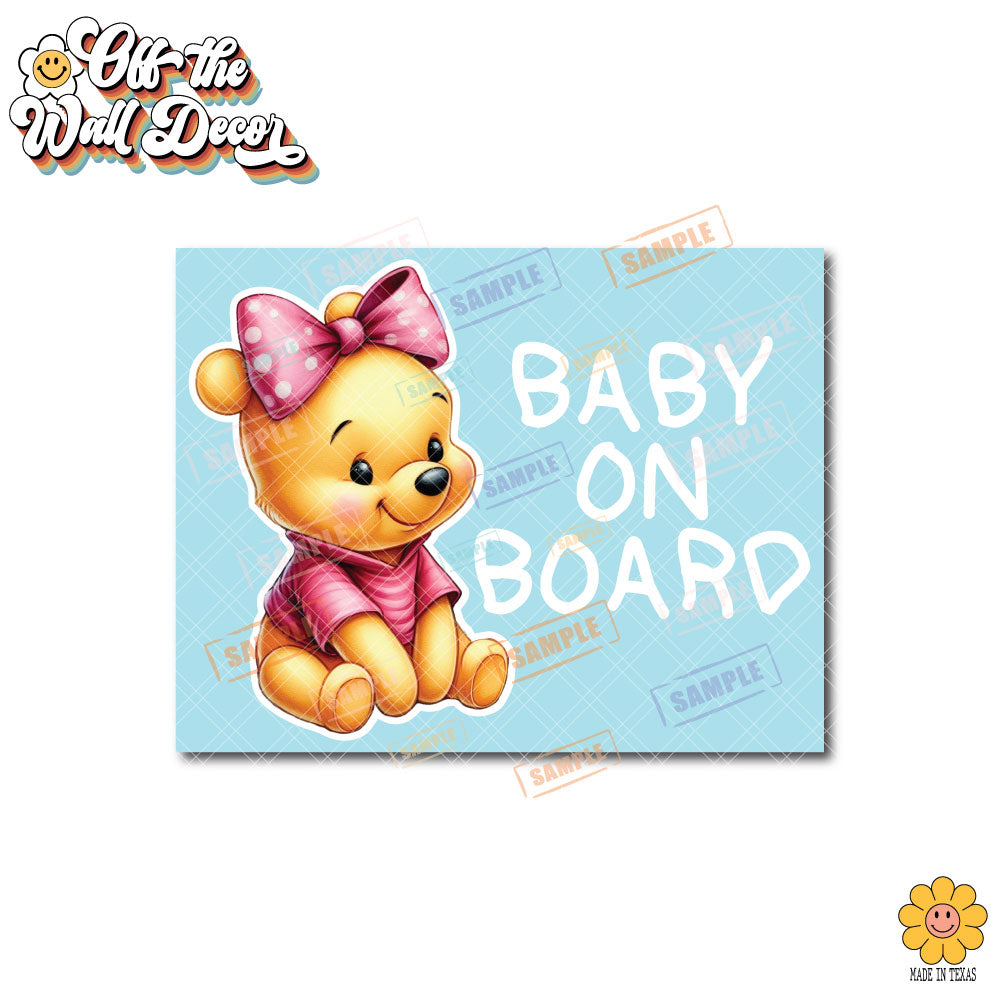 Baby Pooh Bear | Baby on Board | Suction Cup Sign, Magnet OR Vinyl Decal Sticker