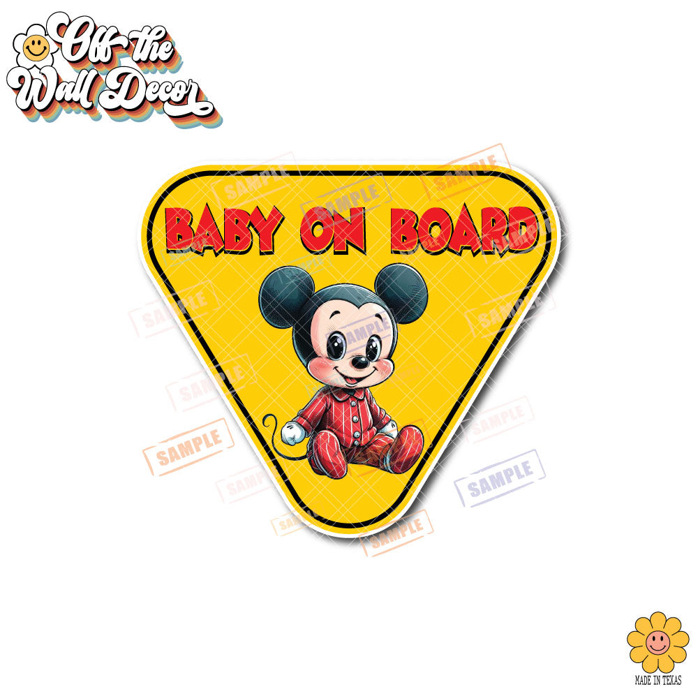 Baby on Board | Baby Mickey | Suction Cup Sign, Magnet OR Vinyl Decal Sticker
