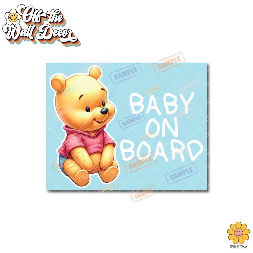 Baby Pooh Bear | Baby on Board | Suction Cup Sign, Magnet OR Vinyl Decal Sticker
