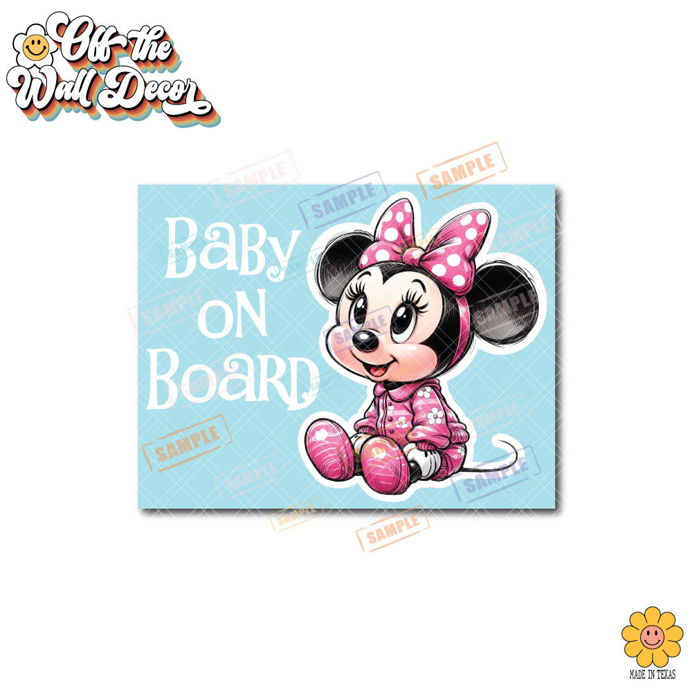 Minnie | Baby on Board | Suction Cup Sign, Magnet OR Vinyl Decal Sticker