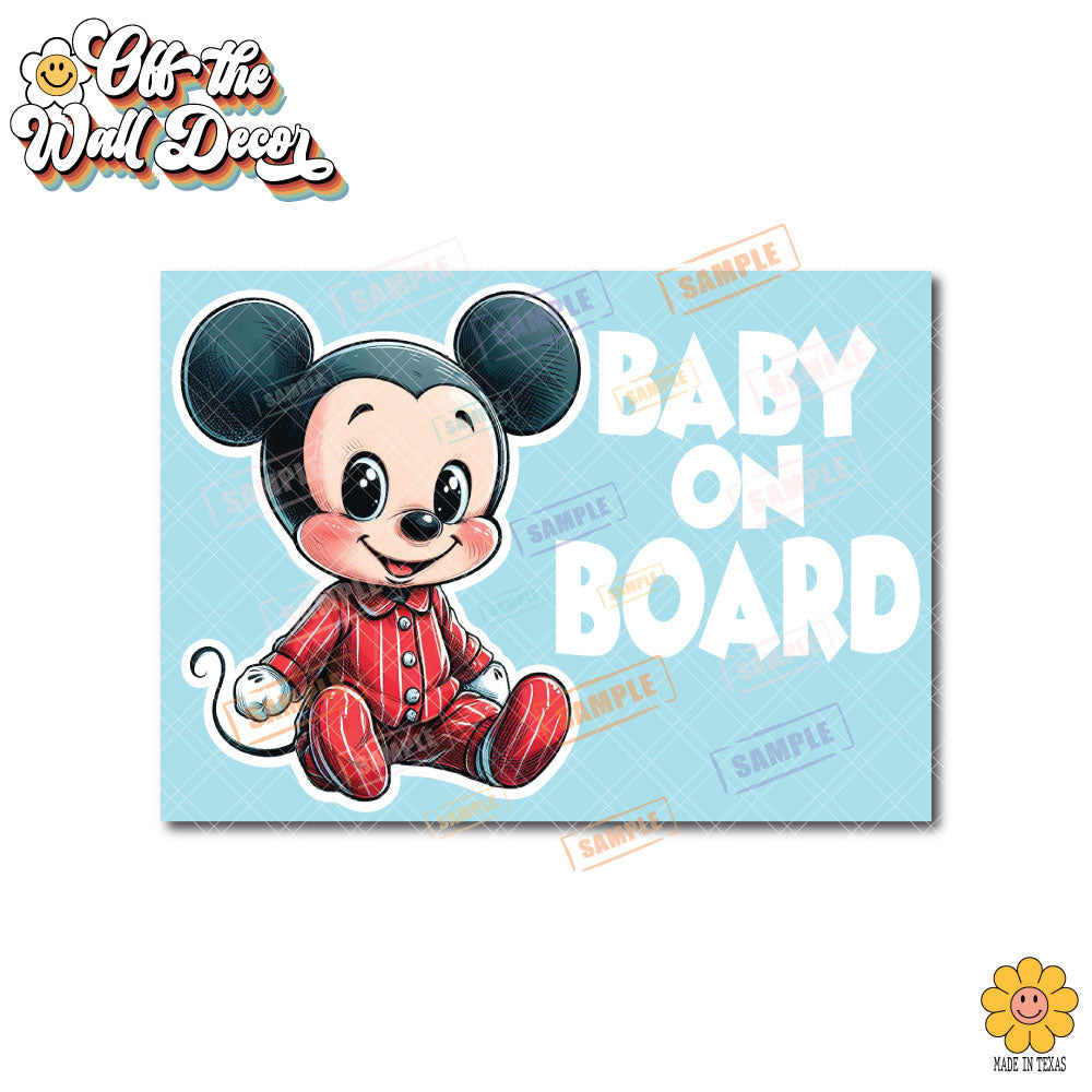 Baby on Board | Baby Mickey | Suction Cup Sign, Magnet OR Vinyl Decal Sticker