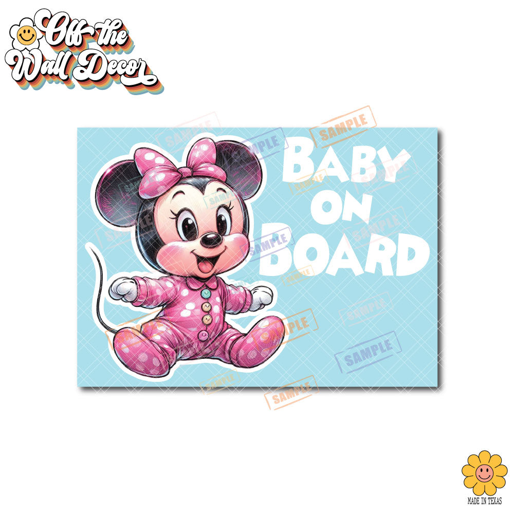 Baby Minnie | Baby on Board | Suction Cup Sign, Magnet OR Vinyl Decal Sticker