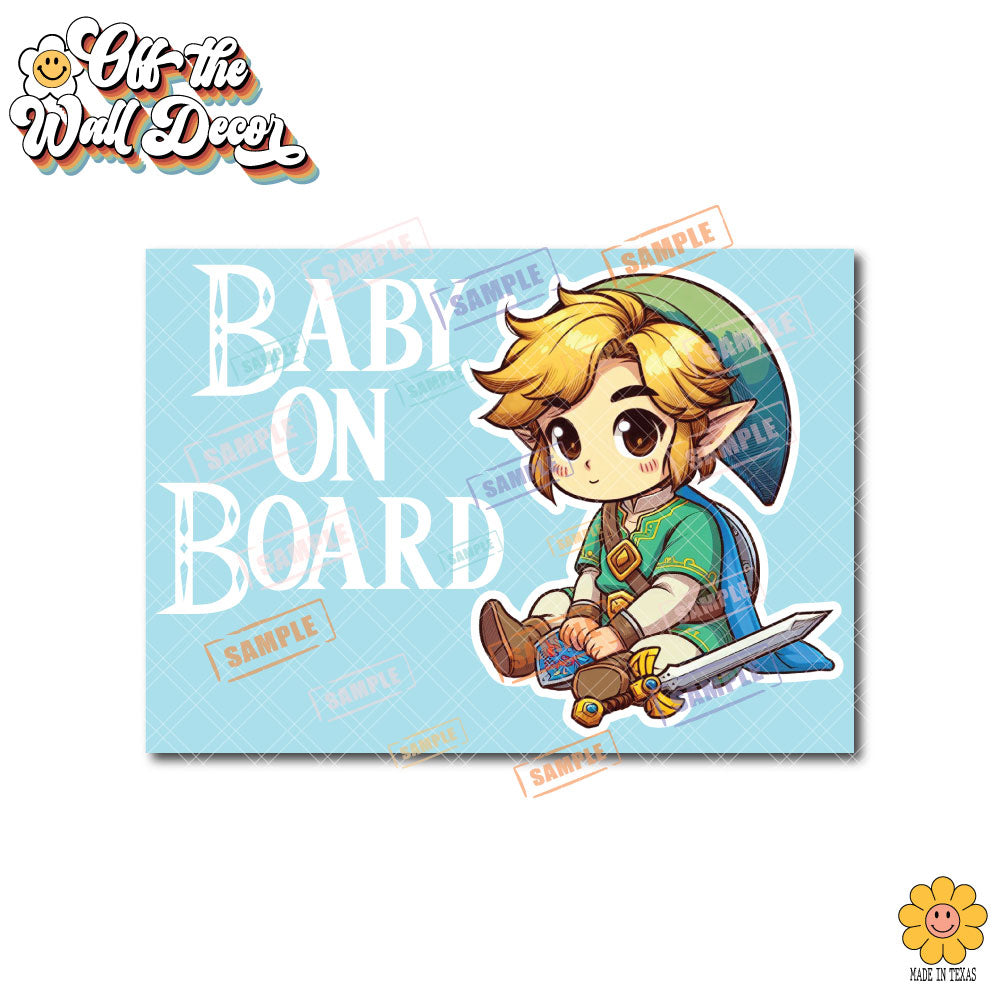 Link | Baby on Board | Suction Cup Sign, Magnet OR Vinyl Decal Sticker
