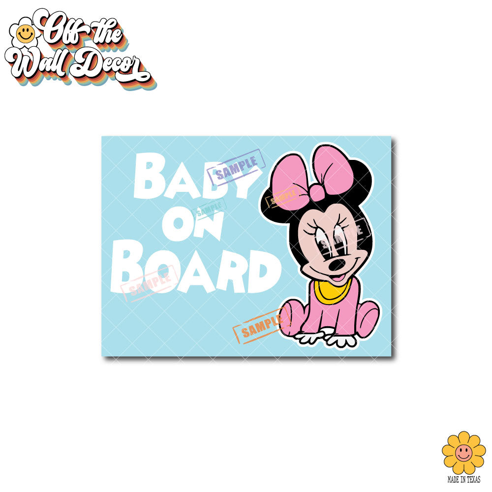 Baby Minnie | Baby on Board | Suction Cup Sign, Magnet OR Vinyl Decal Sticker