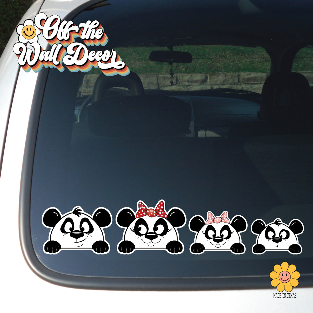 Peek-A-Boo PANDA BEAR Family | Car/Truck Sticker, Automotive Decals, Family Car Bling Stickers and Decals, Pet Cat Dog Decal for Window