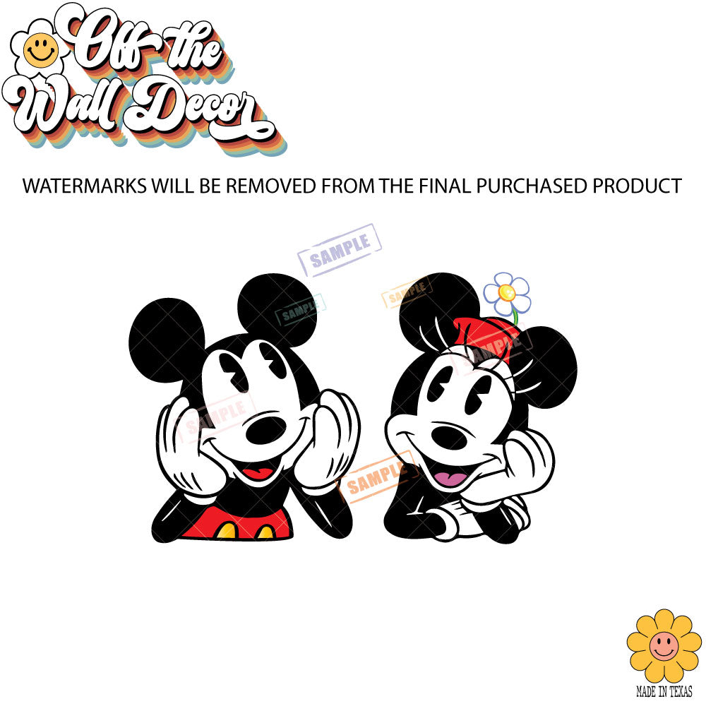 Vintage Retro Styled Mickey & Minnie | Magnet OR Vehicle Window, Vinyl decal sticker