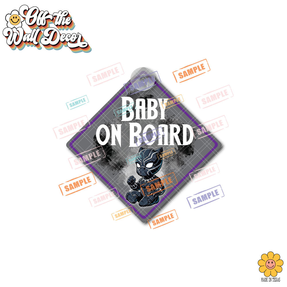 Little Black Panther | Baby on Board | Suction Cup Sign, Magnet OR Vinyl Decal Sticker