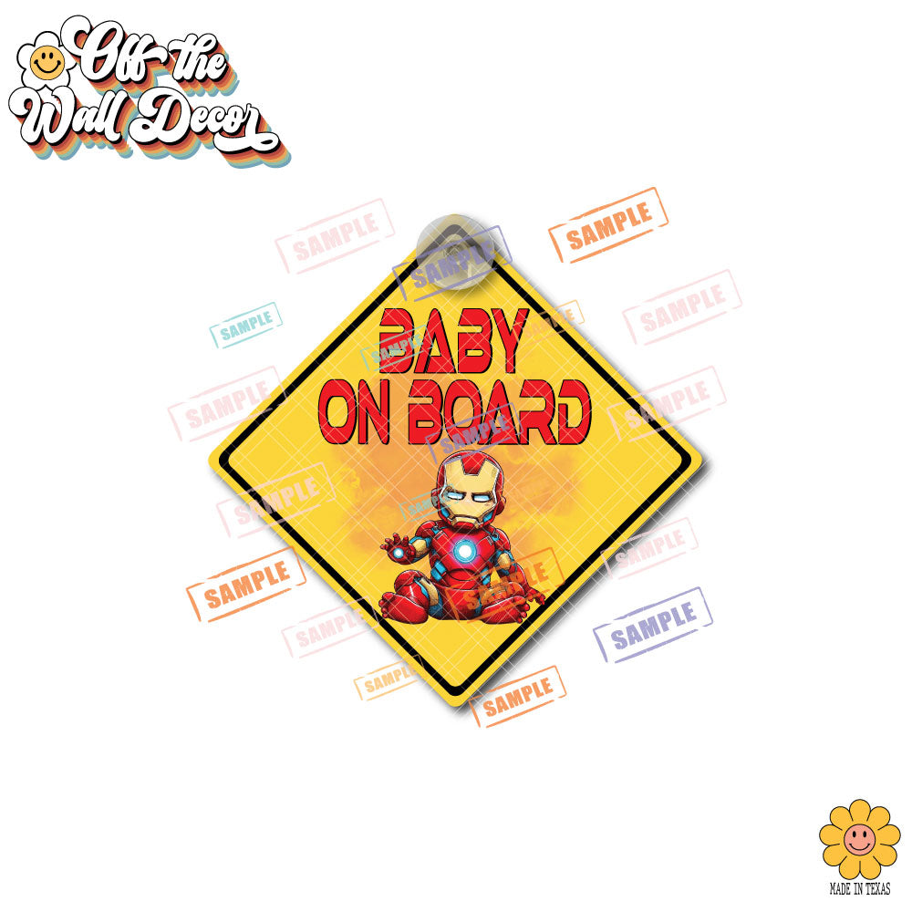 Little Hero Ironman | Baby on Board | Suction Cup Sign, Magnet OR Vinyl Decal Sticker