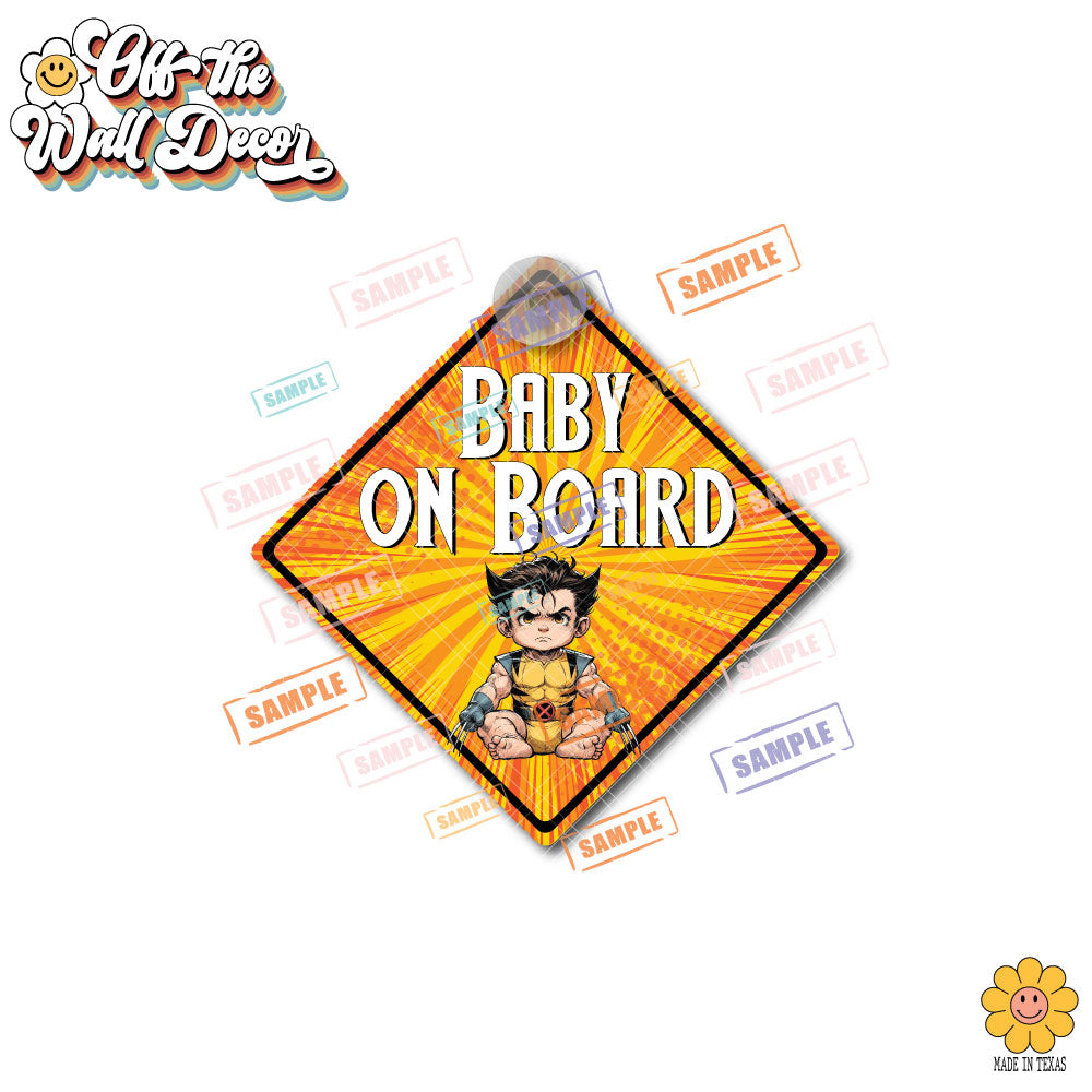 Little Wolverine | Baby on Board | Suction Cup Sign, Magnet OR Vinyl Decal Sticker