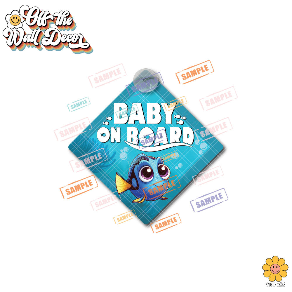 Baby Surgeon Fish Dory | Baby on Board | Suction Cup Sign, Magnet OR Vinyl Decal Sticker