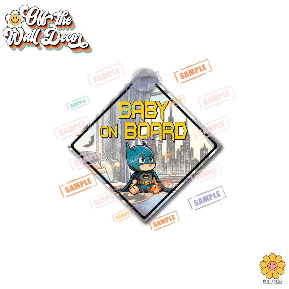 Little Hero Bat Dude | Baby on Board | Suction Cup Sign, Magnet OR Vinyl Decal Sticker