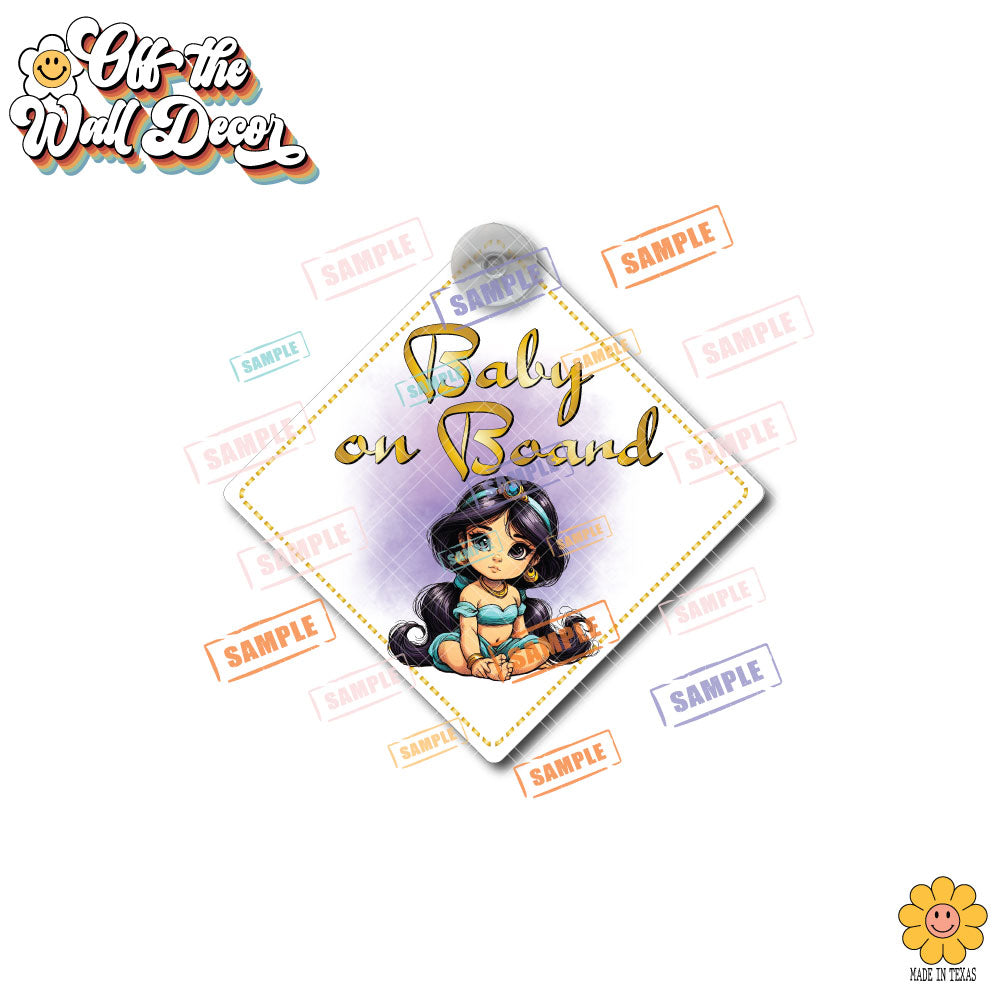 Baby Princess Jasmine | Baby on Board | Suction Cup Sign, Magnet OR Vinyl Decal Sticker