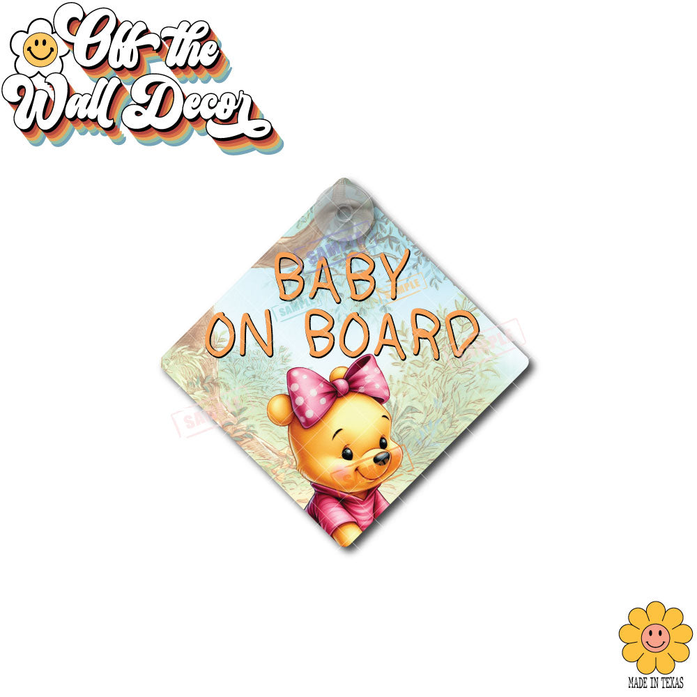 Baby Pooh Bear | Baby on Board | Suction Cup Sign, Magnet OR Vinyl Decal Sticker