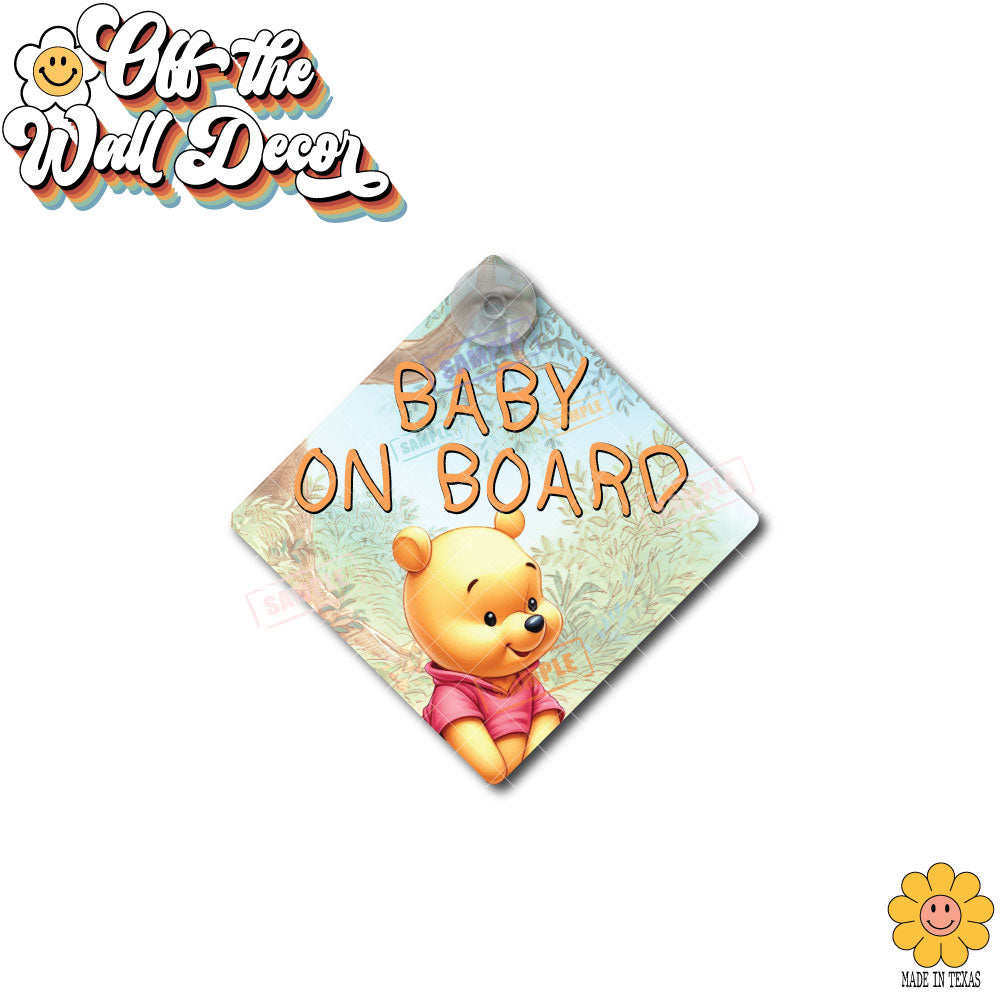 Baby Pooh Bear | Baby on Board | Suction Cup Sign, Magnet OR Vinyl Decal Sticker