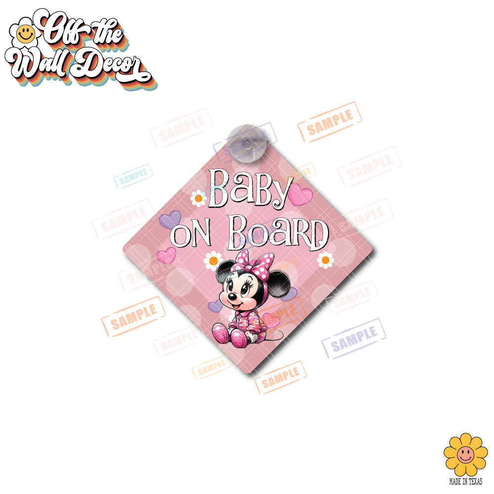 Minnie | Baby on Board | Suction Cup Sign, Magnet OR Vinyl Decal Sticker