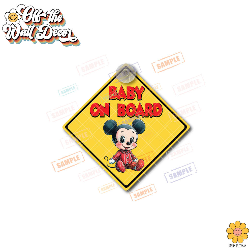 Baby on Board | Baby Mickey | Suction Cup Sign, Magnet OR Vinyl Decal Sticker
