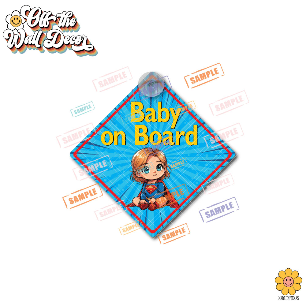 Little Hero Supergirl | Baby on Board | Suction Cup Sign, Magnet OR Vinyl Decal Sticker