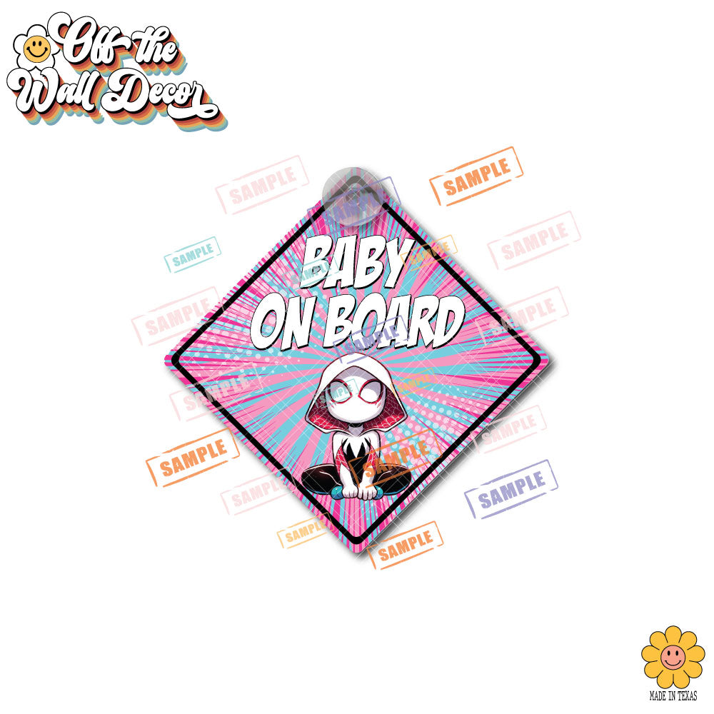 Little Spider Gwen | Baby on Board | Suction Cup Sign, Magnet OR Vinyl Decal Sticker