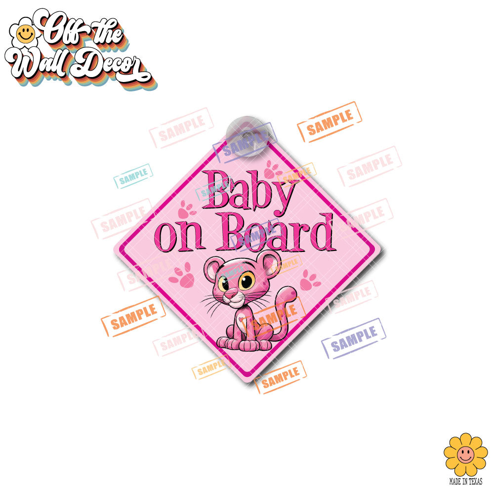 Little Pink Panther | Baby on Board | Suction Cup Sign, Magnet OR Vinyl Decal Sticker