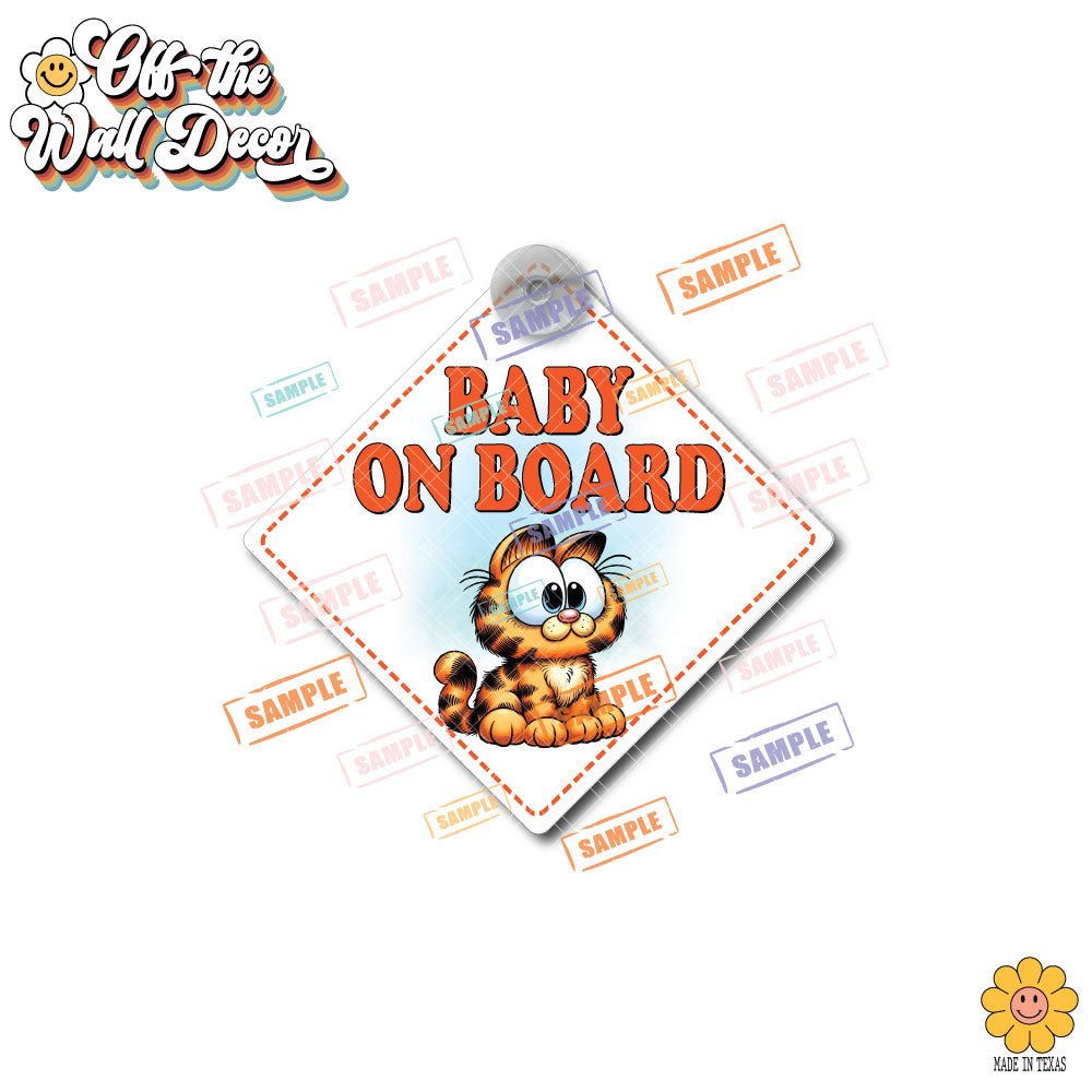 Garfield | Baby on Board | Suction Cup Sign, Magnet OR Vinyl Decal Sticker