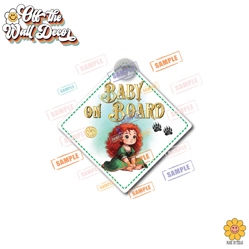 Little Princess Merida | Baby on Board | Suction Cup Sign, Magnet OR Vinyl Decal Sticker