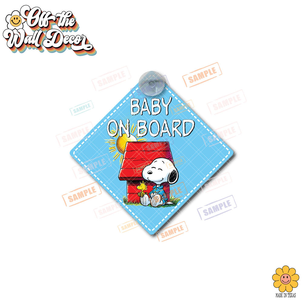Little Snoopy Pup & Friend | Baby on Board | Suction Cup Sign, Magnet OR Vinyl Decal Sticker