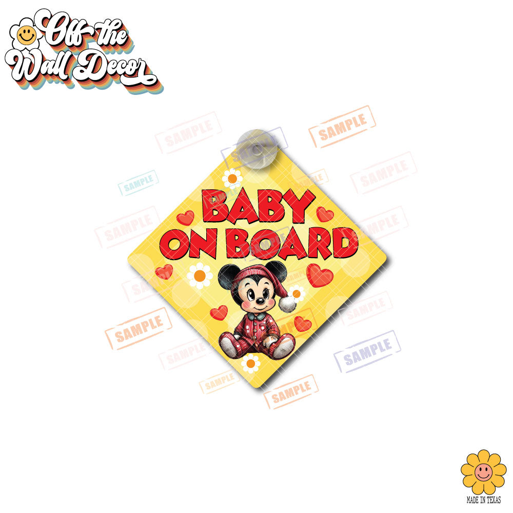 Baby Mickey | Baby on Board | Suction Cup Sign, Magnet OR Vinyl Decal Sticker