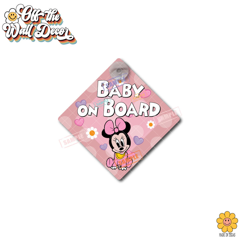 Baby Minnie | Baby on Board | Suction Cup Sign, Magnet OR Vinyl Decal Sticker