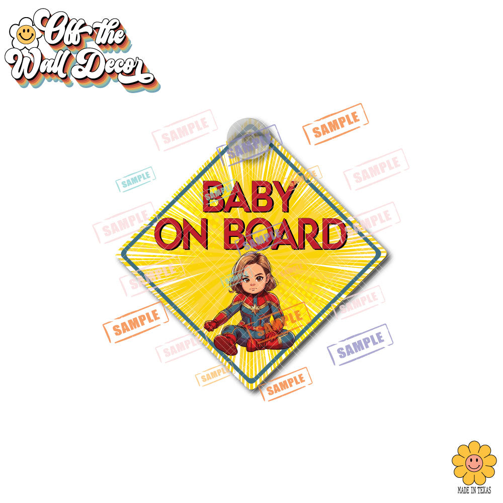Little Captain Marvel | Baby on Board | Suction Cup Sign, Magnet OR Vinyl Decal Sticker