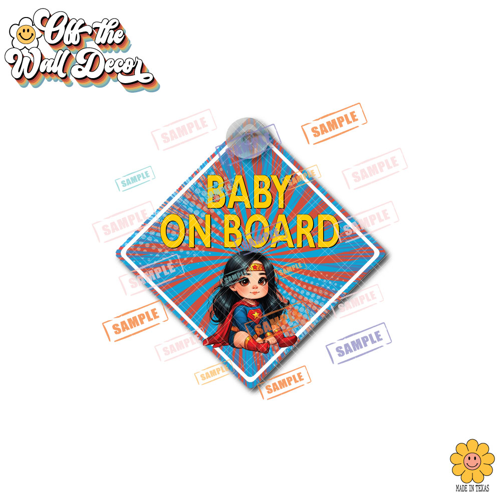 Little Wonder Woman | Baby on Board | Suction Cup Sign, Magnet OR Vinyl Decal Sticker