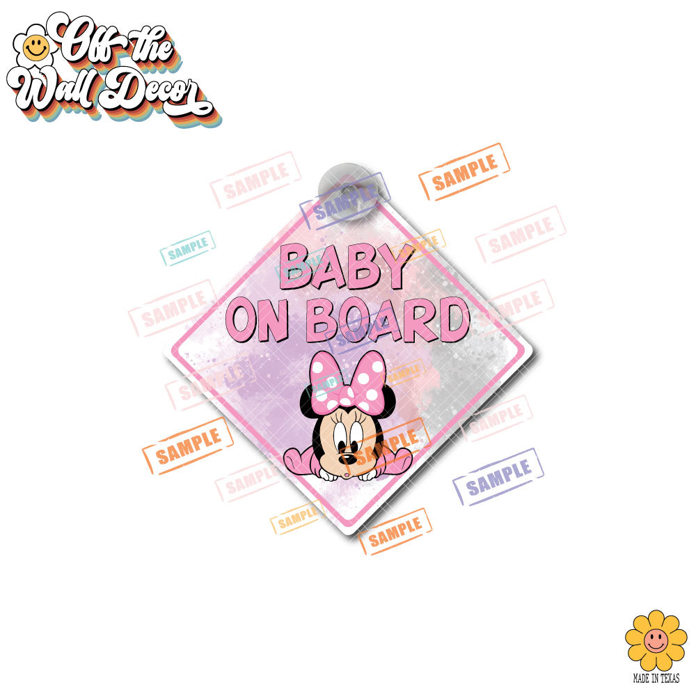 Baby Minnie | Baby on Board | Suction Cup Sign, Magnet OR Vinyl Decal Sticker