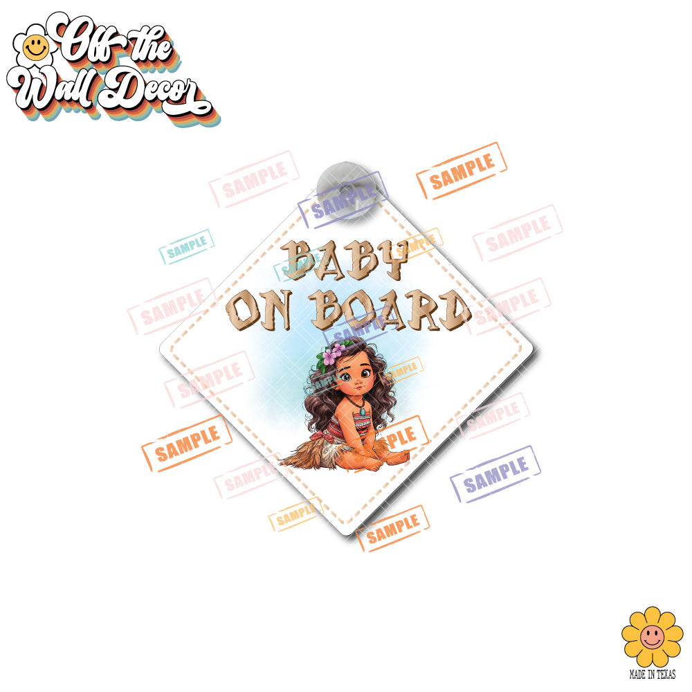 Moana Hawaiian Princess | Baby on Board | Suction Cup Sign, Magnet OR Vinyl Decal Sticker